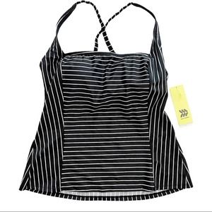 All in Motion Tankini Swim Top Square Neck Striped